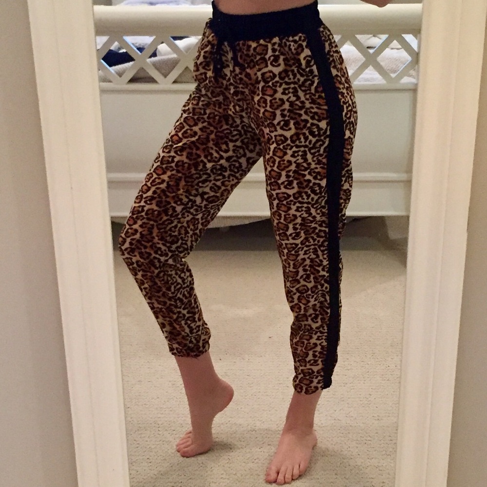 High waisted cheetah print joggers